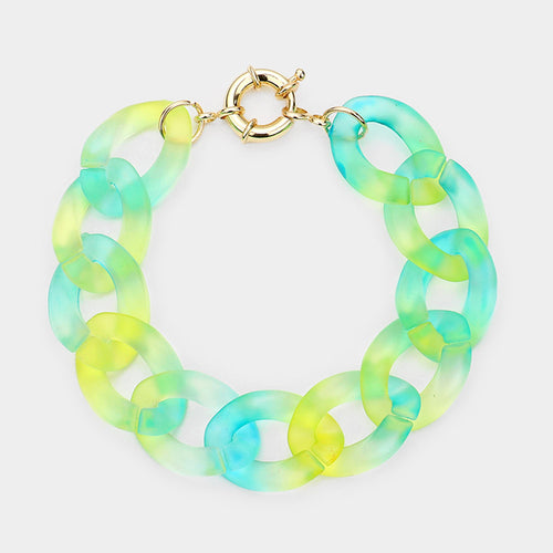 Ombre Resin Chain Link Bracelet - Turquoise