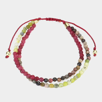 Madeline Love Wine Two Layer Semi Precious Stone Bead Adjustable Cinch Pull Tie Bracelet - Bracelets