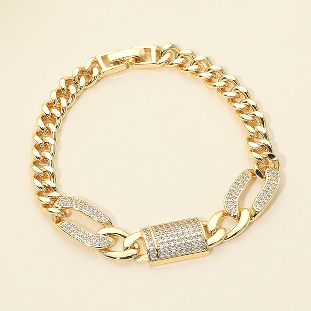 Madeline Love Gold CZ Pave Charm Link Chain Bracelet