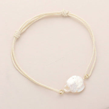 Madeline Love Gold, Ivory Freshwater Pearl Pointed Waxed Thread Adjustable Bracelet - Bracelets