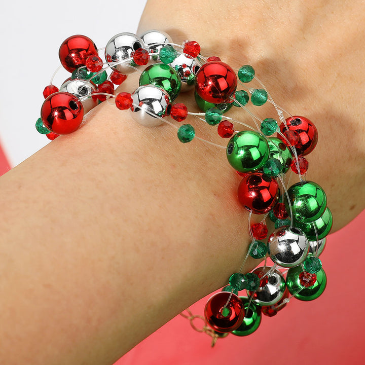 Gold Multi, Christmas Bauble Cluster Beaded Bracelet
