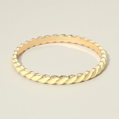 Enamel Inlay Twisted Hinged Bangle Bracelet - Gold, Yellow