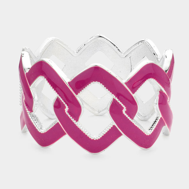 Madeline Love Purple Chain Shape Cutout Enamel Hinged Bangle Bracelet - Bracelets