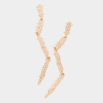 Madeline Love Cream Pearl Embellished Abstract Metal Link Dangle Earrings