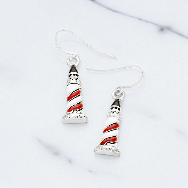 Madeline Love Antique Silver, Multi Enamel lighthouse earrings