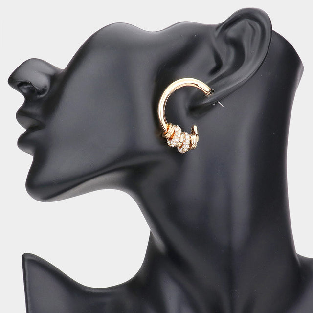 Madeline Love Gold Rhinestone Embellished Ring Accented Hoop Earrings