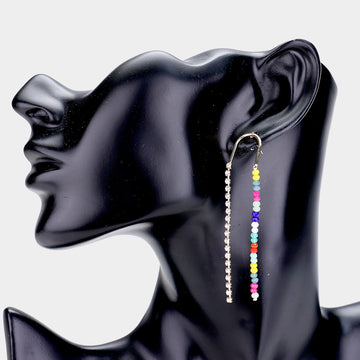 Madeline Love Gold, Multi Rhinestone Bead long Drop Earrings