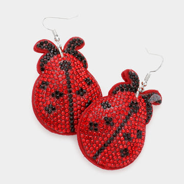 Madeline Love Red, Silver Felt Back Bling Ladybug Dangle Earrings