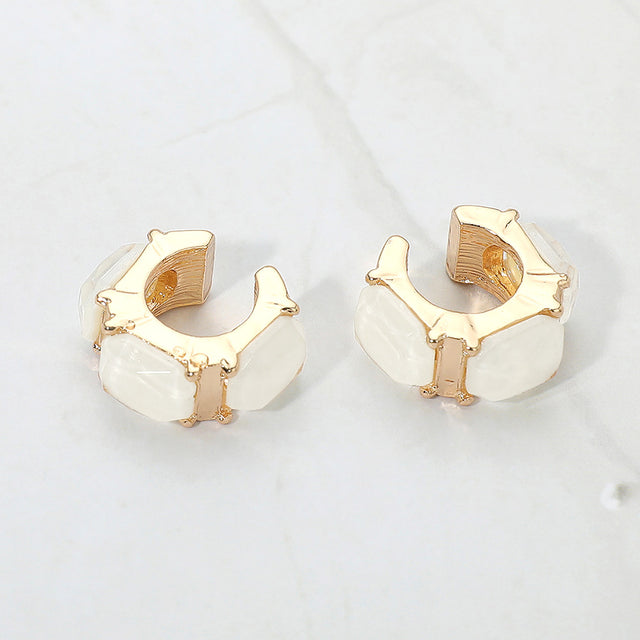 Madeline Love White Geometric Sparkle Stone Ear Cuff Earrings