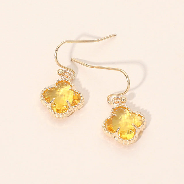 Madeline Love Yellow Quatrefoil Charm Drop Dangle Earrings
