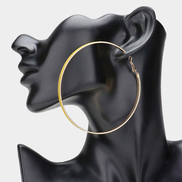 Madeline Love Gold Oversized Glittered Hoop Earrings