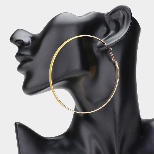 Madeline Love Gold Oversized Glittered Hoop Earrings