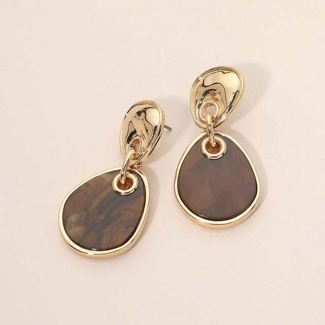 Madeline Love Brown Geometric Resin Drop Earrings