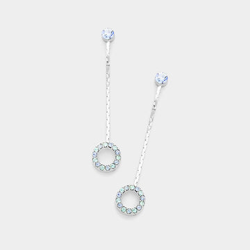 Madeline Love Aqua Crystal Circle Dangle Drop Earrings