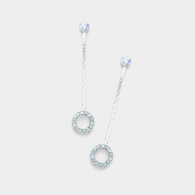 Madeline Love Aqua Crystal Circle Dangle Drop Earrings