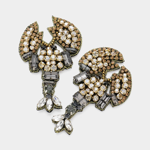 Stone Embellished Lobster Earrings - Lt Col Topaz