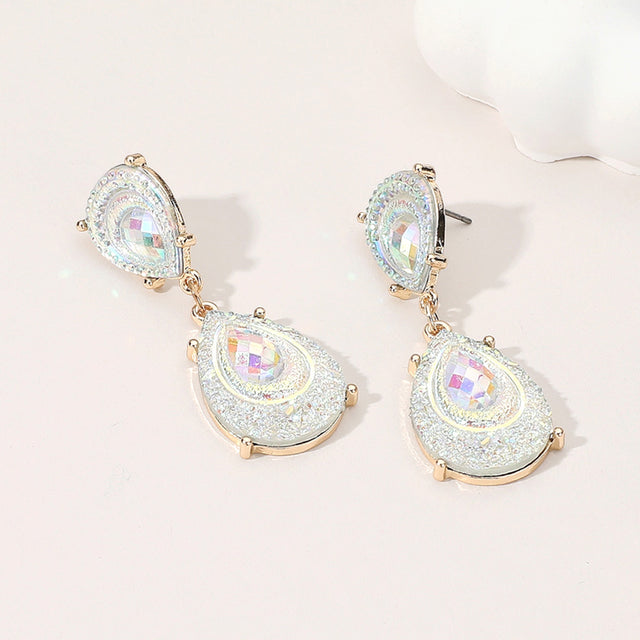 Madeline Love Clear Teardrop Stone Druzy Dangle Earrings