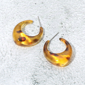 Madeline Love Tortoise Tortoise Resin Flat Sculptural Hoop Earrings