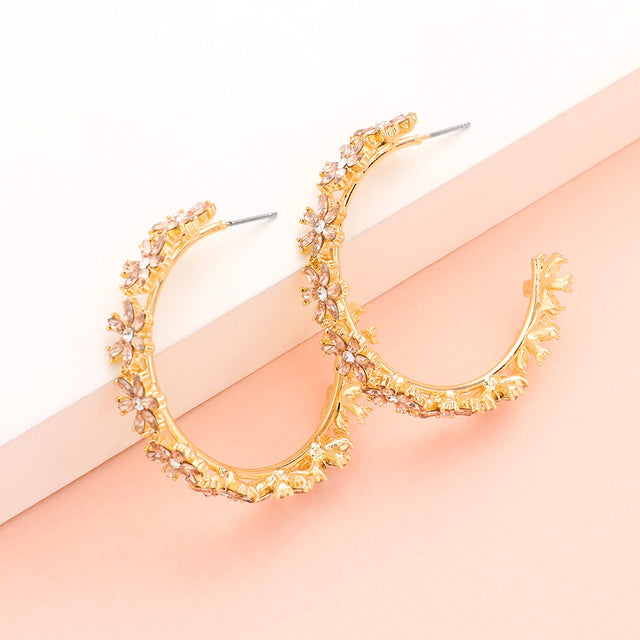 Madeline Love Peach Flower Cluster Hoop Earrings