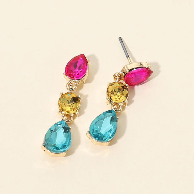 Madeline Love Multi Triple Teardrop Stone Cluster Link Drop Earrings