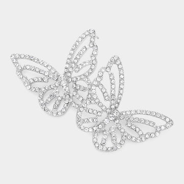Madeline Love Silver Stone Paved Butterfly Earrings
