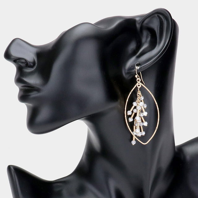 Madeline Love Gray Metal Tube Faceted Bead Cluster Detail Petal Dangle Earrings