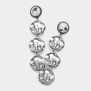 Madeline Love Black, White Natural Stone Metal Coin Link Dangle Earrings