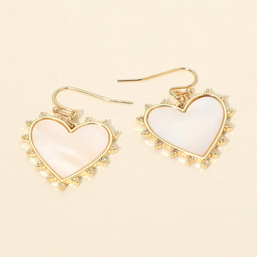 Madeline Love Gold, Mother of Pearl Mother of Pearl Heart Drop Earrings