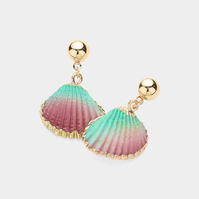 Multi Sea Shell Dangle Earrings