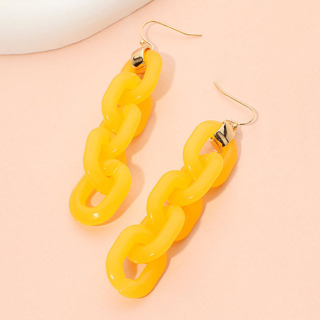 Madeline Love Gold, Yellow Bold Resin Chain Link Drop Earrings