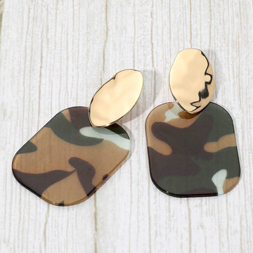 Madeline Love Black, Green Bold Glitter Resin Geometric Plate Drop Statement Earrings