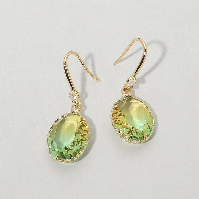 Madeline Love Green, Yellow Oval Stone Drop Earrings