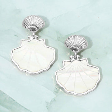Madeline Love Mother of Pearl, Silver Mother of Pearl Shell Drop Dangle Earrings