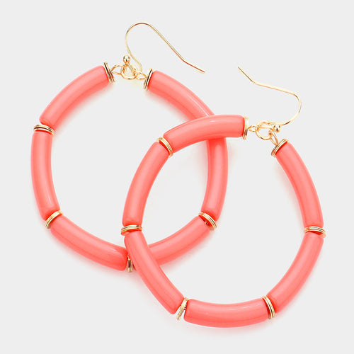 Resin Open Circle Dangle Earrings - Peach