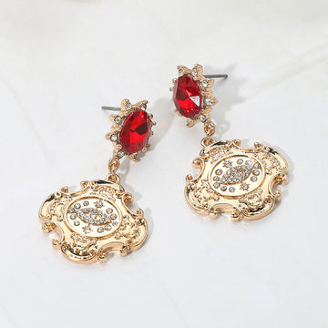 Madeline Love Red Stone Embellished Evil Eye Accented Dangle Earrings
