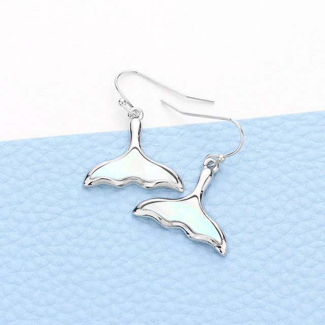 Mother of Pearl Mother of Pearl Whale Tail Dangle Earrings
