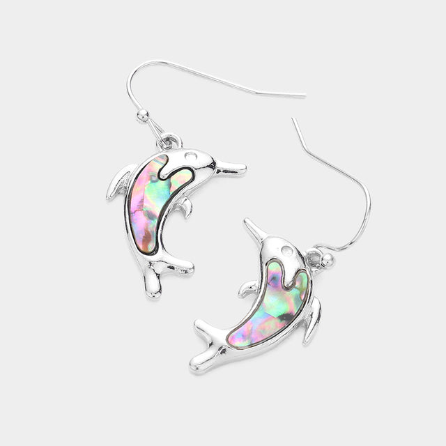 Abalone Abalone Dolphin Dangle Earrings