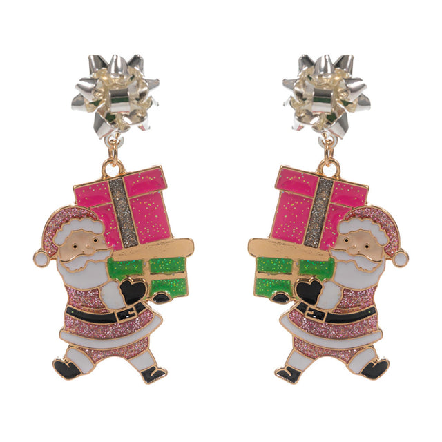 Holiday Gift Santa Dangle Earrings