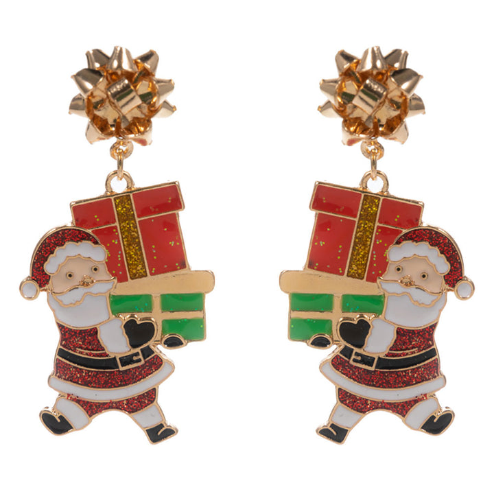 Red Holiday Gift Santa Dangle Earrings