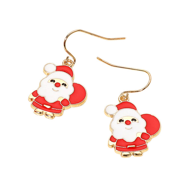 Gold Cute Santa Claus Dangle Earrings