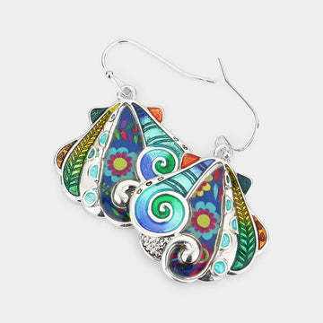 Madeline Love Multi Pattern Detailed Shell Dangle Earrings