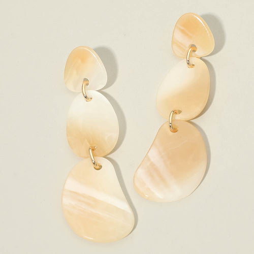 Abstract Resin Plate Link Drop Statement Earrings - Ivory