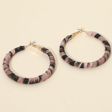 Madeline Love Gold, Pink Leopard Fabric Wrapped Hoop Earrings