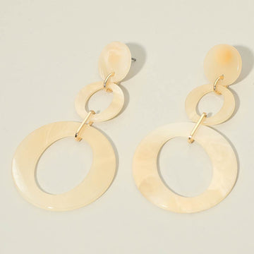 Madeline Love Ivory Geometric Resin Circle Link Drop Statement Earrings
