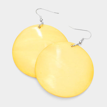 Madeline Love Silver, Yellow Shell Circle Dangle Earrings