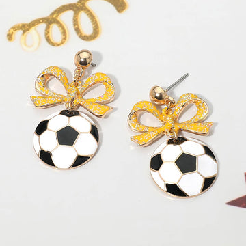 Madeline Love Yellow Bow Soccer Ball Drop Dangle Earrings
