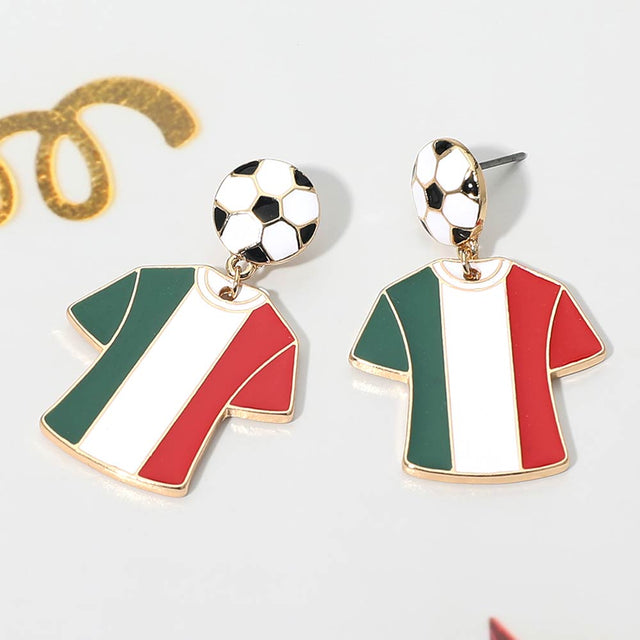 Madeline Love Green, Red, White Italy Soccer Jersey Drop Earrings