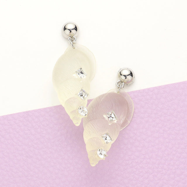 Madeline Love Clear Rhinestone Shell Dangle Earrings