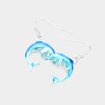 Madeline Love Multi, Silver Dolphin Dangle Earrings
