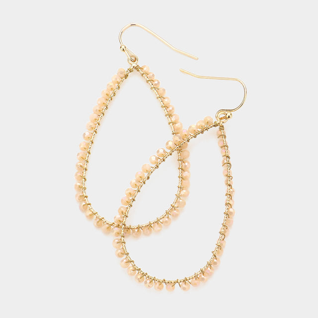 Madeline Love Peach Glass bead teardrop hoop earrings